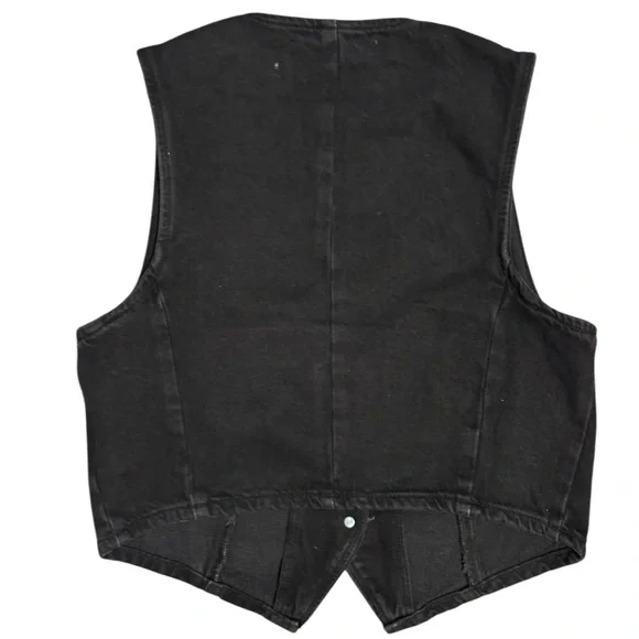ZARA Cropped Black Denim Vest – Size S – New With Tags - Picture 2 of 4